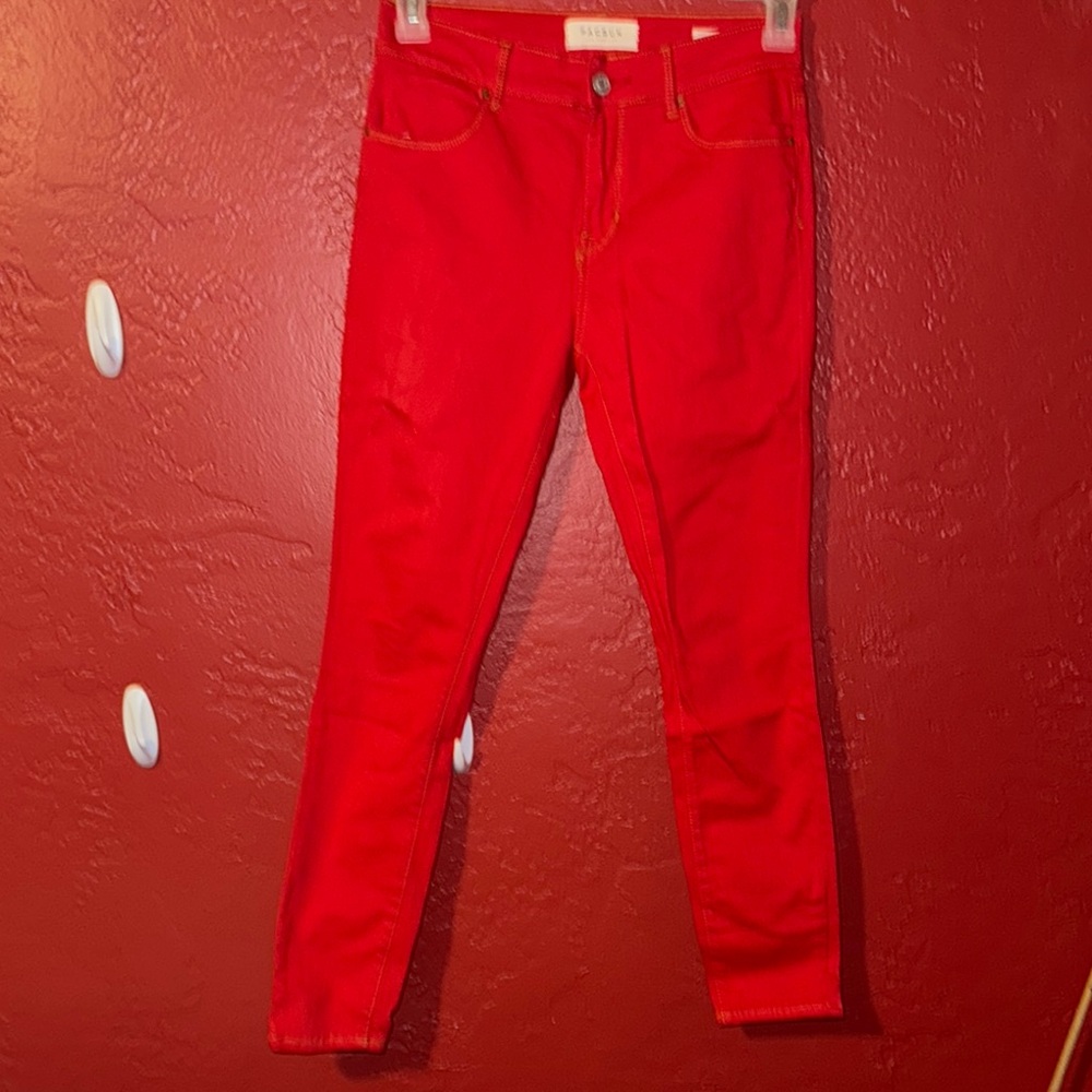 Sandro Red Skinny Jeans Vibrant Fashion Statement